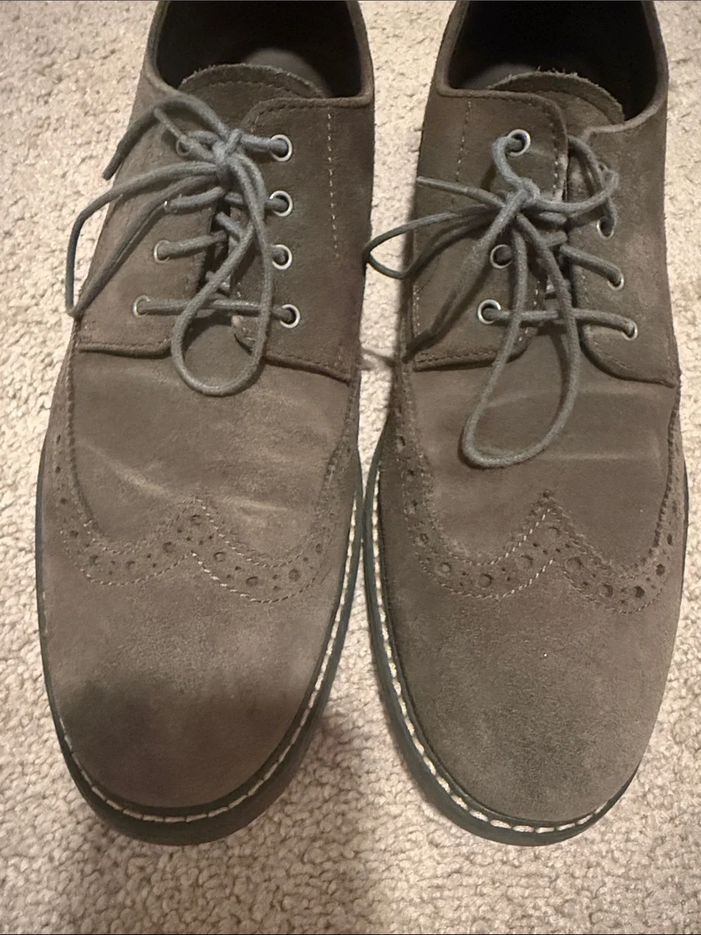 Saks Fifth Avenue Brown Suede Wingtip Derby Shoes